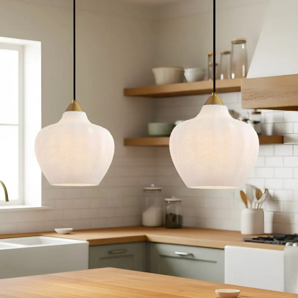 Candeeiro de Teto de Vidro Branco Fosco Riscado Retro Jemima At Ease Home Life