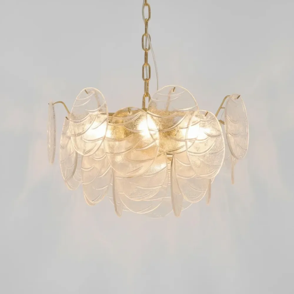 Candeeiro de teto de vidro em disco de onda moderna Calryenith At Ease Home Life
