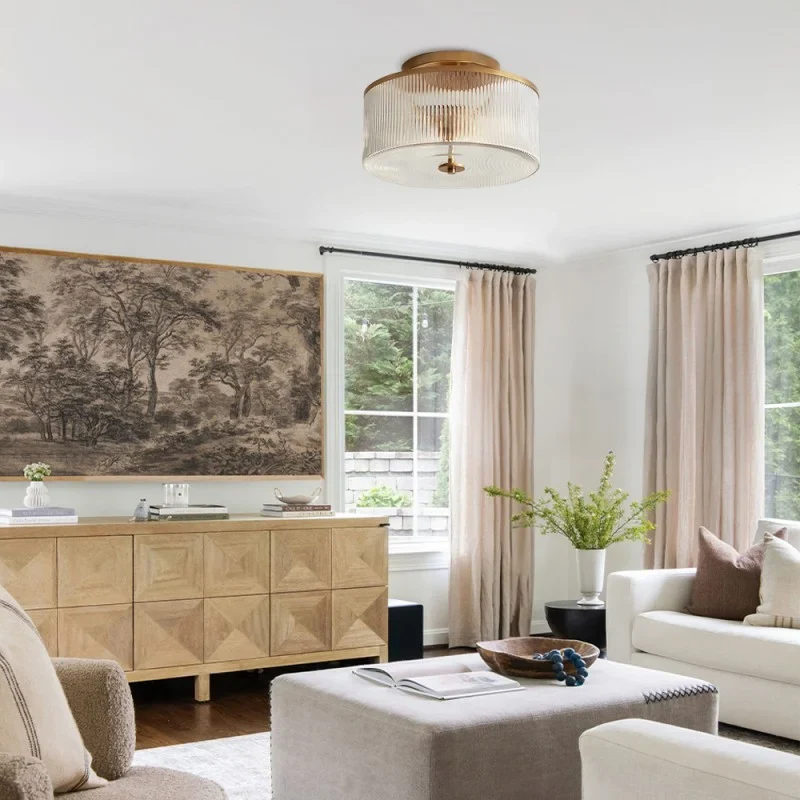 Candeeiro de Teto de Vidro Listrado Castor Farmhouse At Ease Home Life