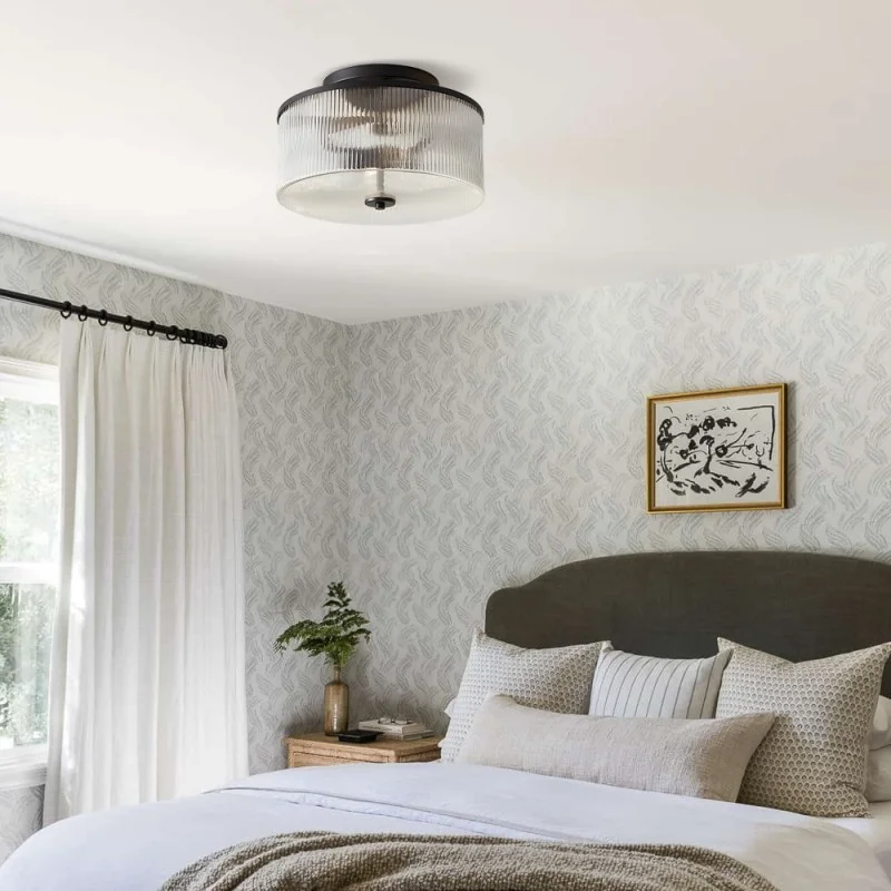 Candeeiro de Teto de Vidro Listrado Castor Farmhouse At Ease Home Life