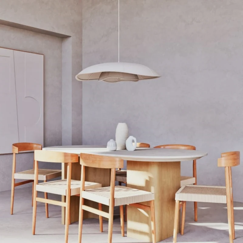 Elunira Candeeiro Suspenso Minimalista de Linho Branco At Ease Home Life