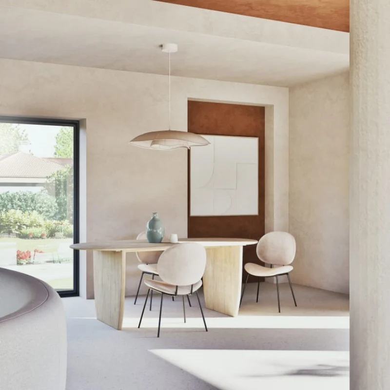Elunira Candeeiro Suspenso Minimalista de Linho Branco At Ease Home Life