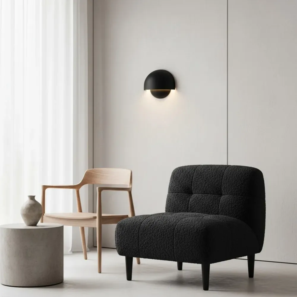 Kesia Candeeiro de Parede Moderno em Alumínio com LED Preto At Ease Home Life