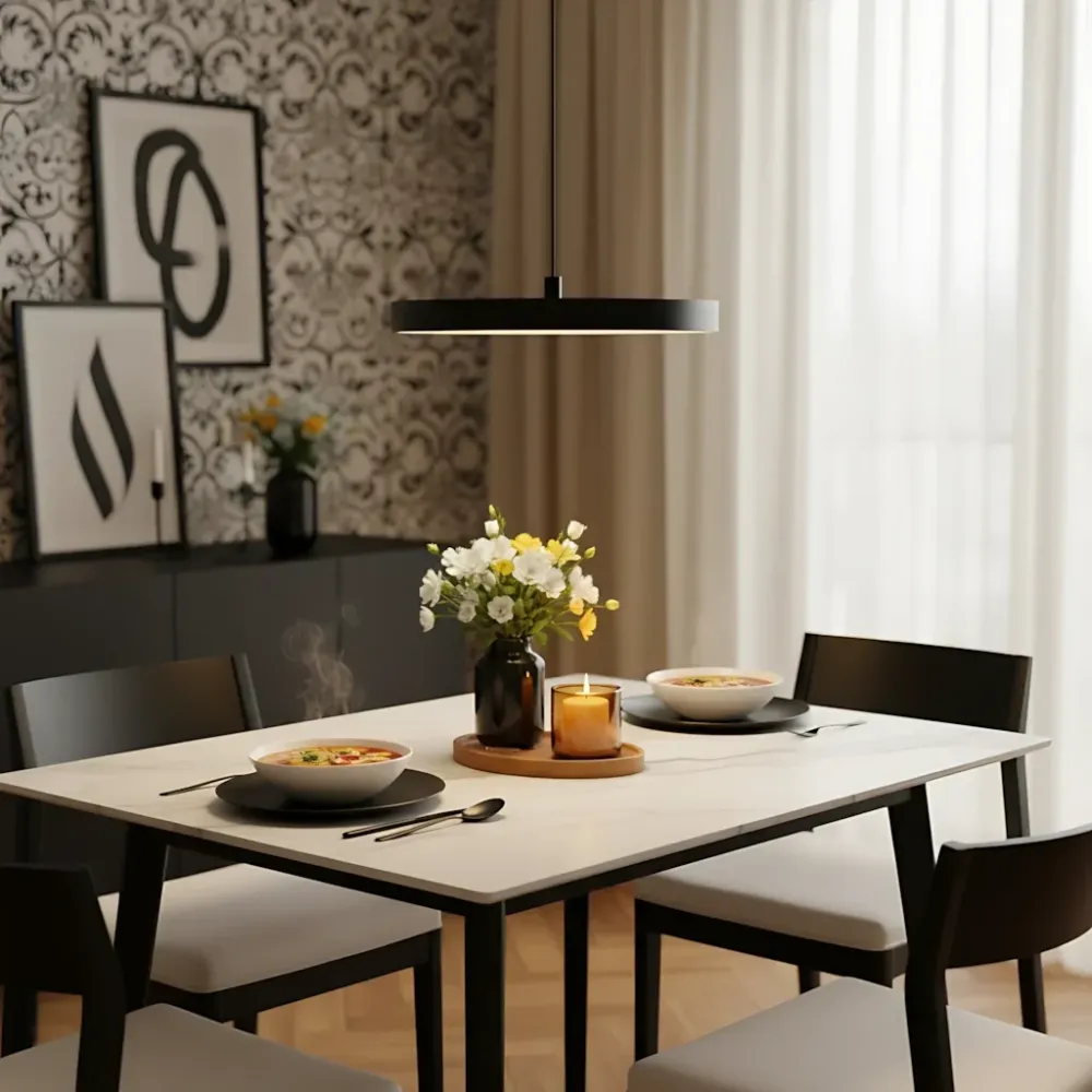 Luminosa Elegante Minimalista Linha Candeeiro de Teto Suspenso At Ease Home Life
