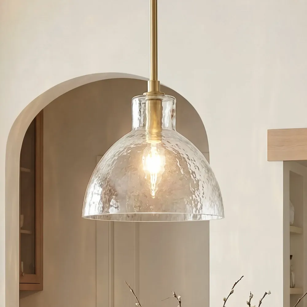 Luminária Pendente de Vidro Martelado Wynne Farmhouse At Ease Home Life