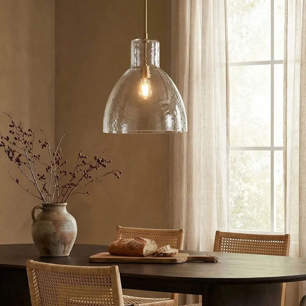 Luminária Pendente de Vidro Martelado Wynne Farmhouse At Ease Home Life