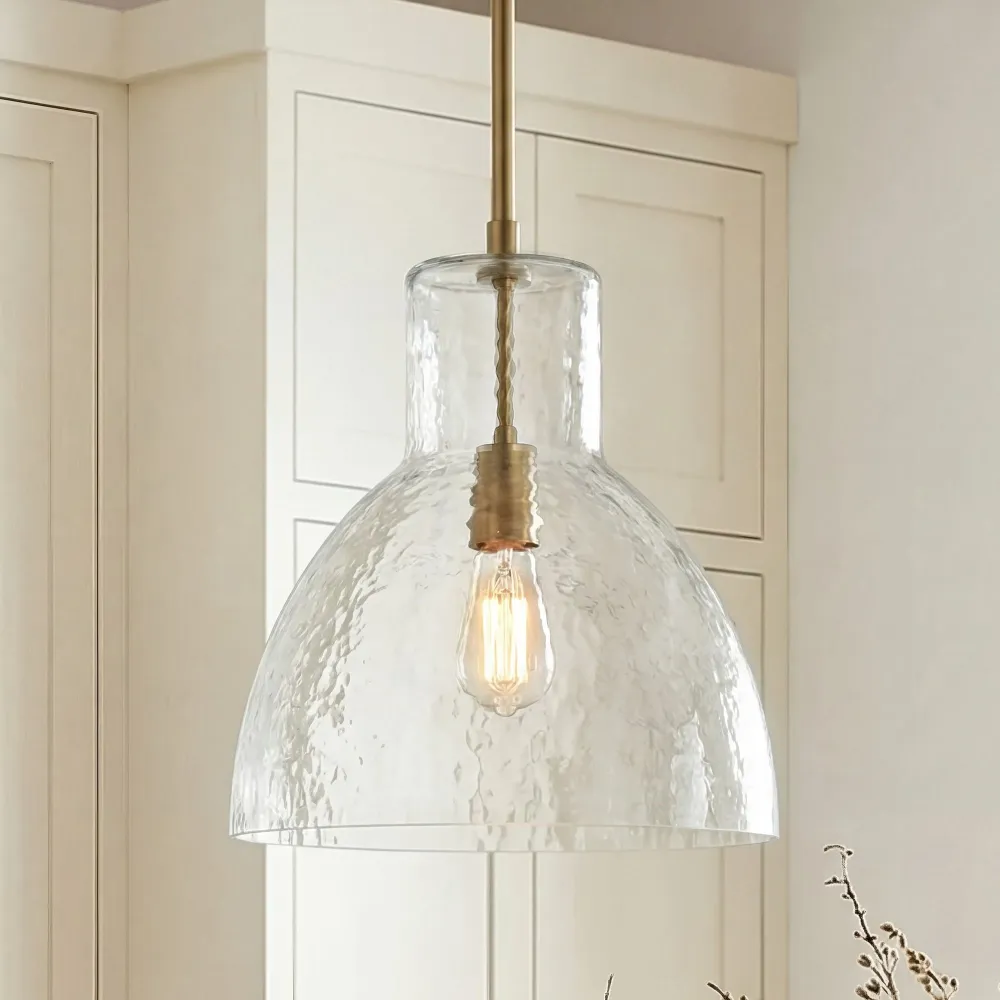 Luminária Pendente de Vidro Martelado Wynne Farmhouse At Ease Home Life