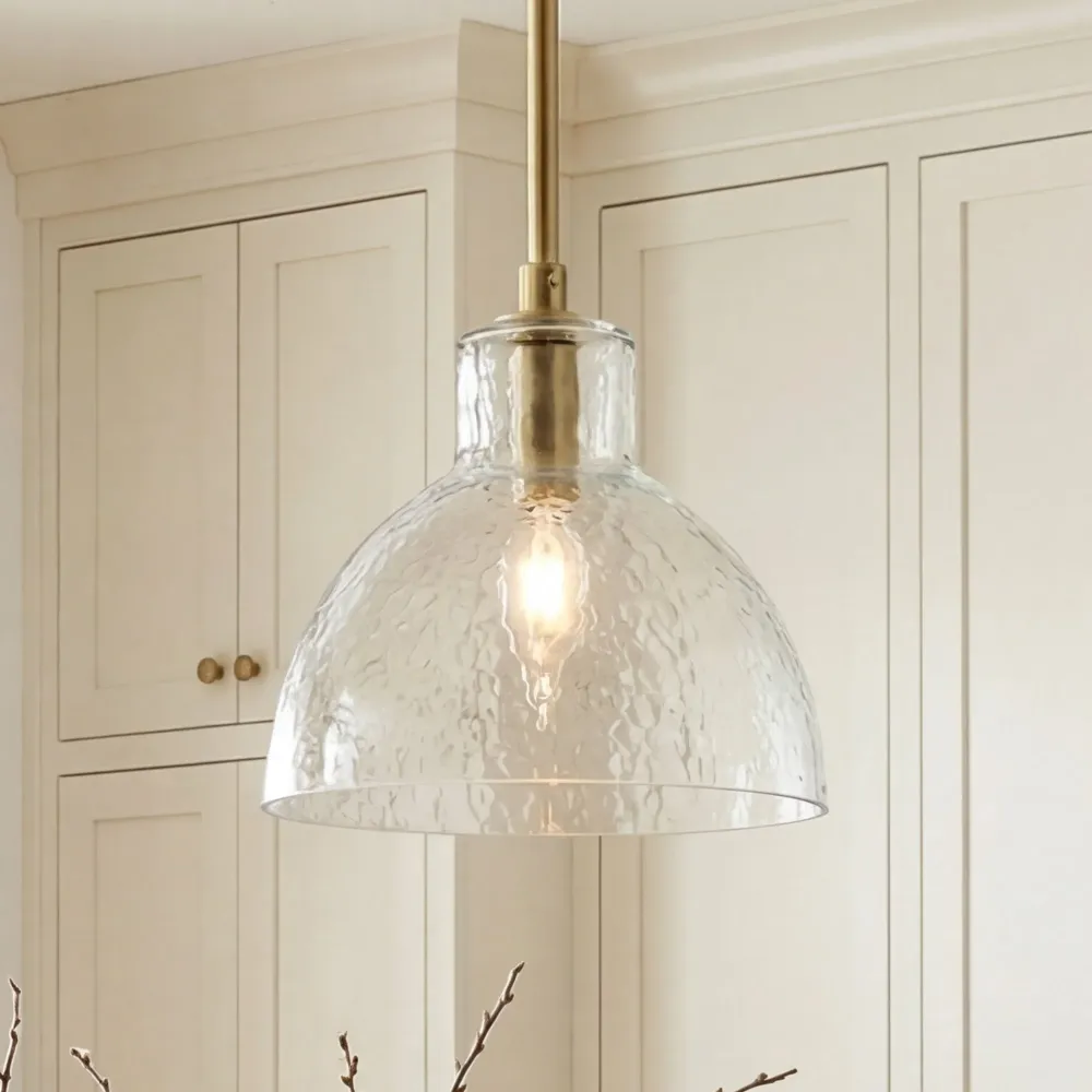 Luminária Pendente de Vidro Martelado Wynne Farmhouse At Ease Home Life
