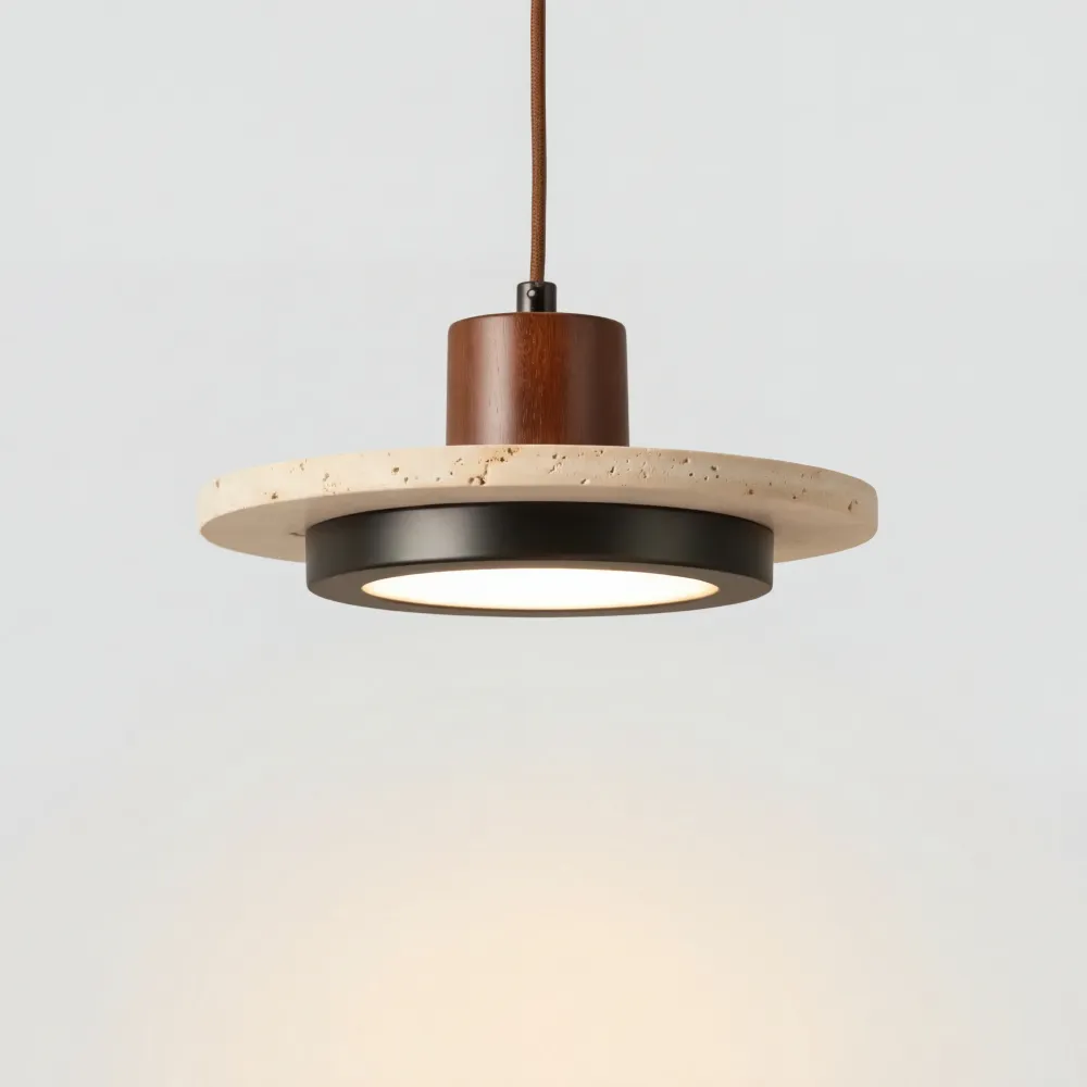 Lustre Suspenso Zola Retro em Travertino Natural At Ease Home Life