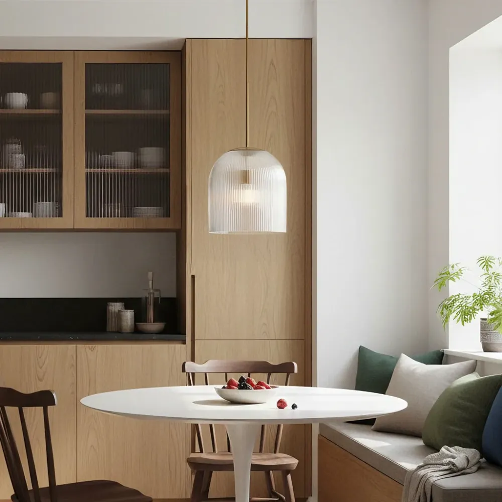 Luz Pendente de Vidro Canelado Cooper Ginevra Farmhouse At Ease Home Life