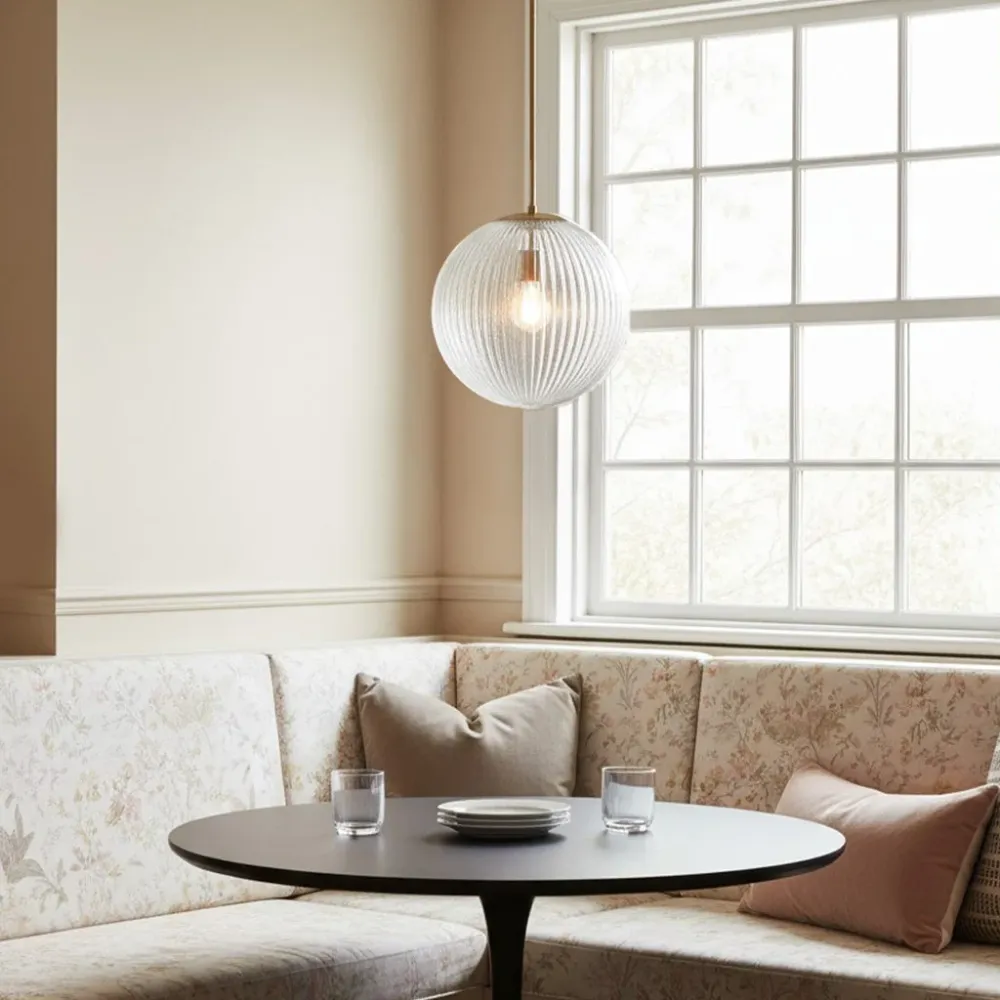 Luz Pendente de Vidro Canelado Cooper Ginevra Farmhouse At Ease Home Life