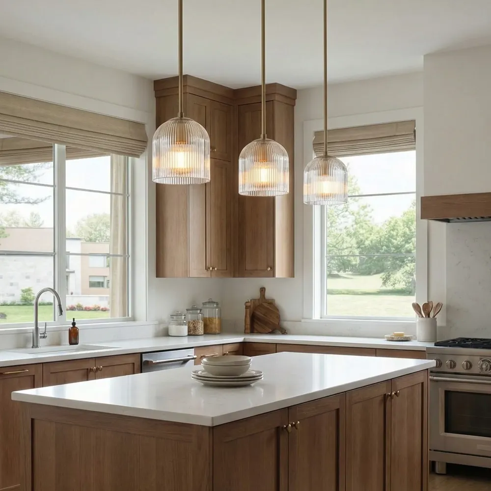 Luz Pendente de Vidro Canelado Cooper Ginevra Farmhouse At Ease Home Life