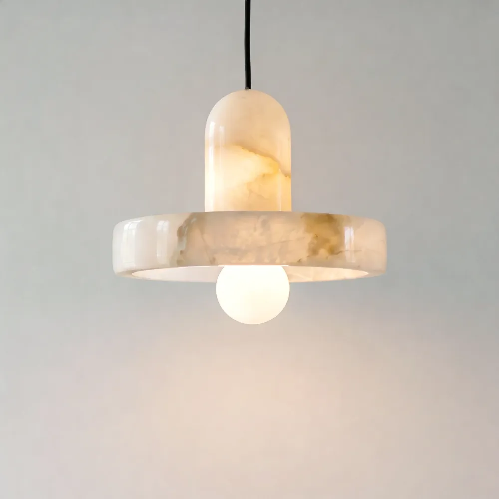 Luz de Pendurar Redonda Francesa em Pedra e Cobre Gavino At Ease Home Life