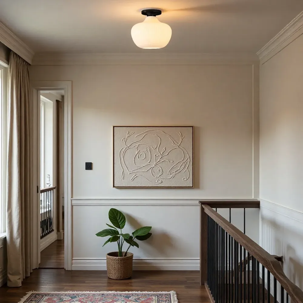 Luz de Teto Embutida Beckett Moderna com Vidro Estriado Escultural At Ease Home Life