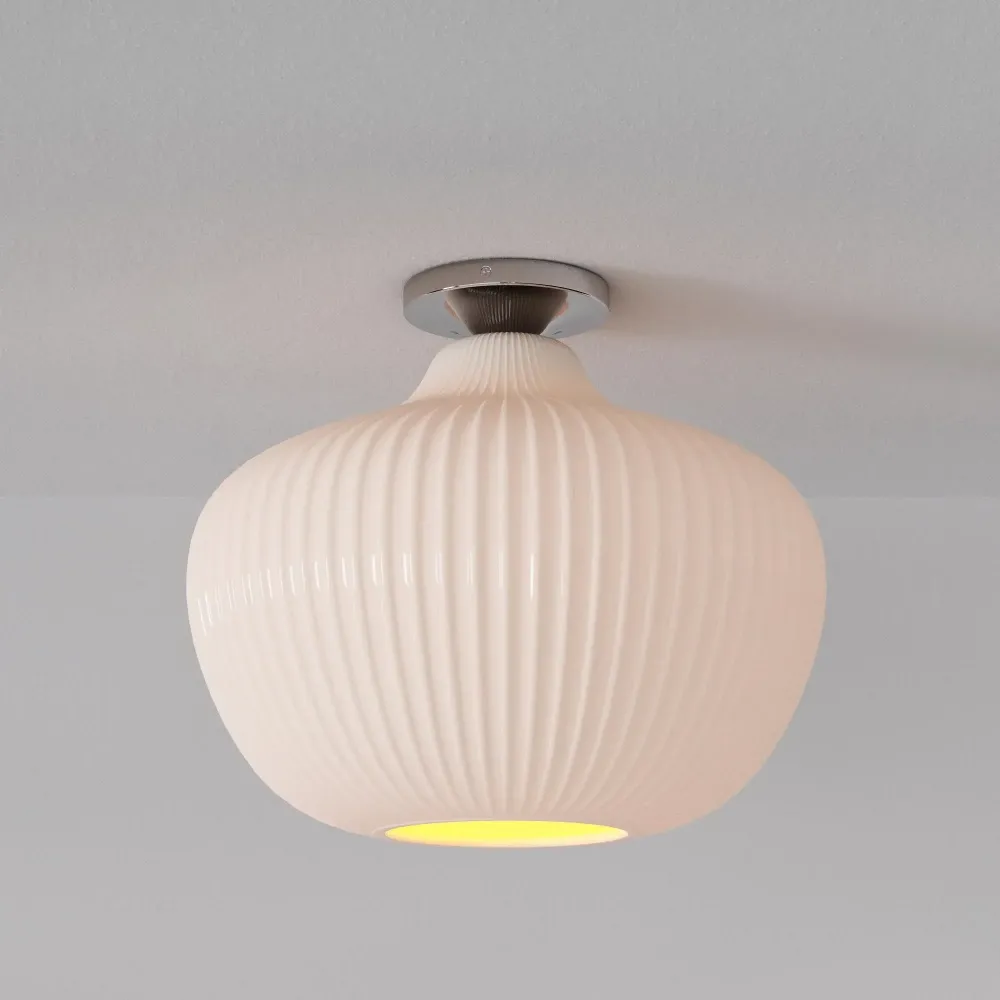 Luz de Teto Embutida Beckett Moderna com Vidro Estriado Escultural At Ease Home Life