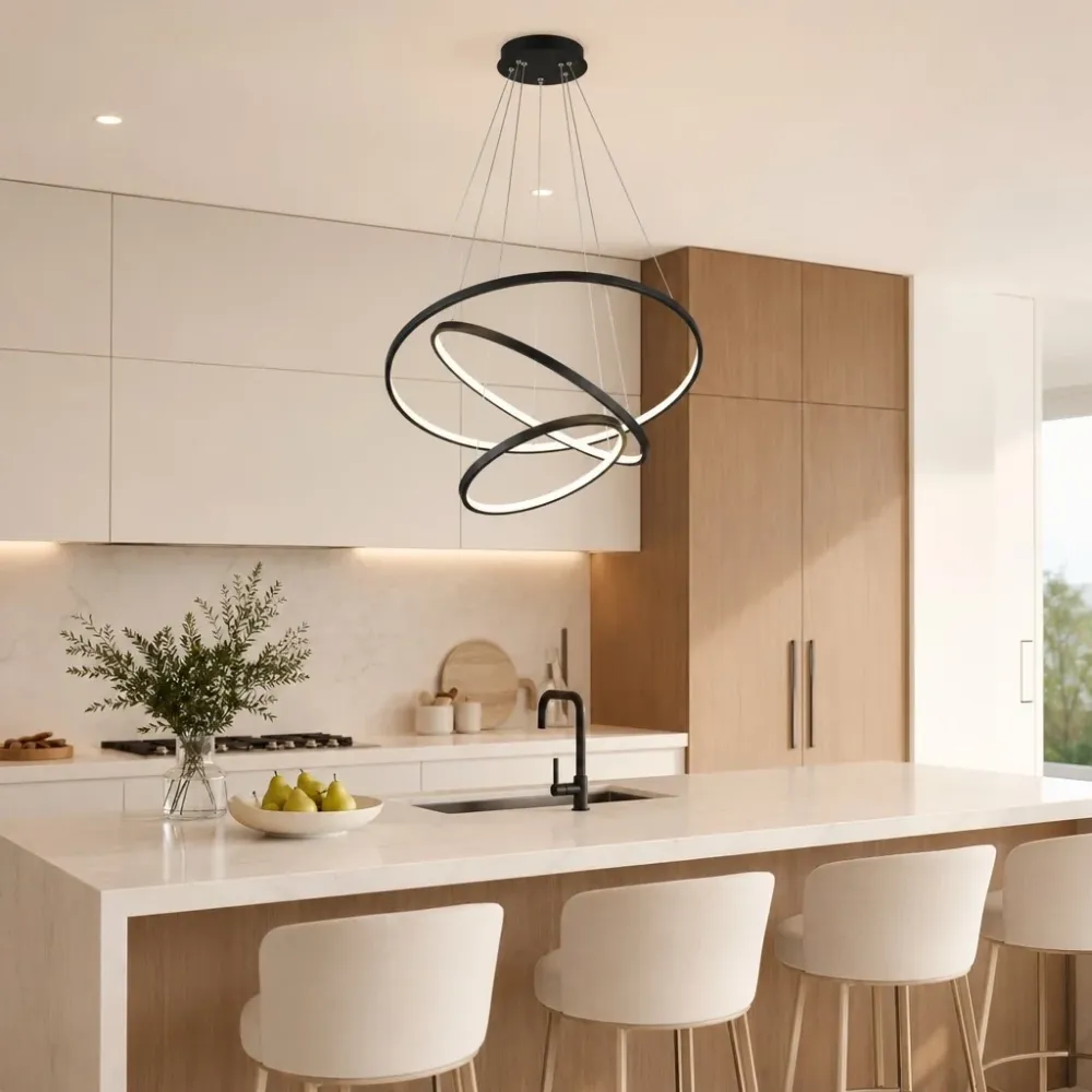 Luz de Teto LED Moderna Multi-camada Lazar Preto At Ease Home Life