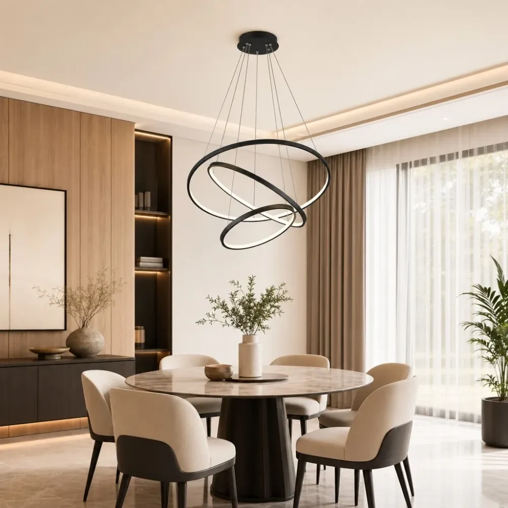 Luz de Teto LED Moderna Multi-camada Lazar Preto At Ease Home Life