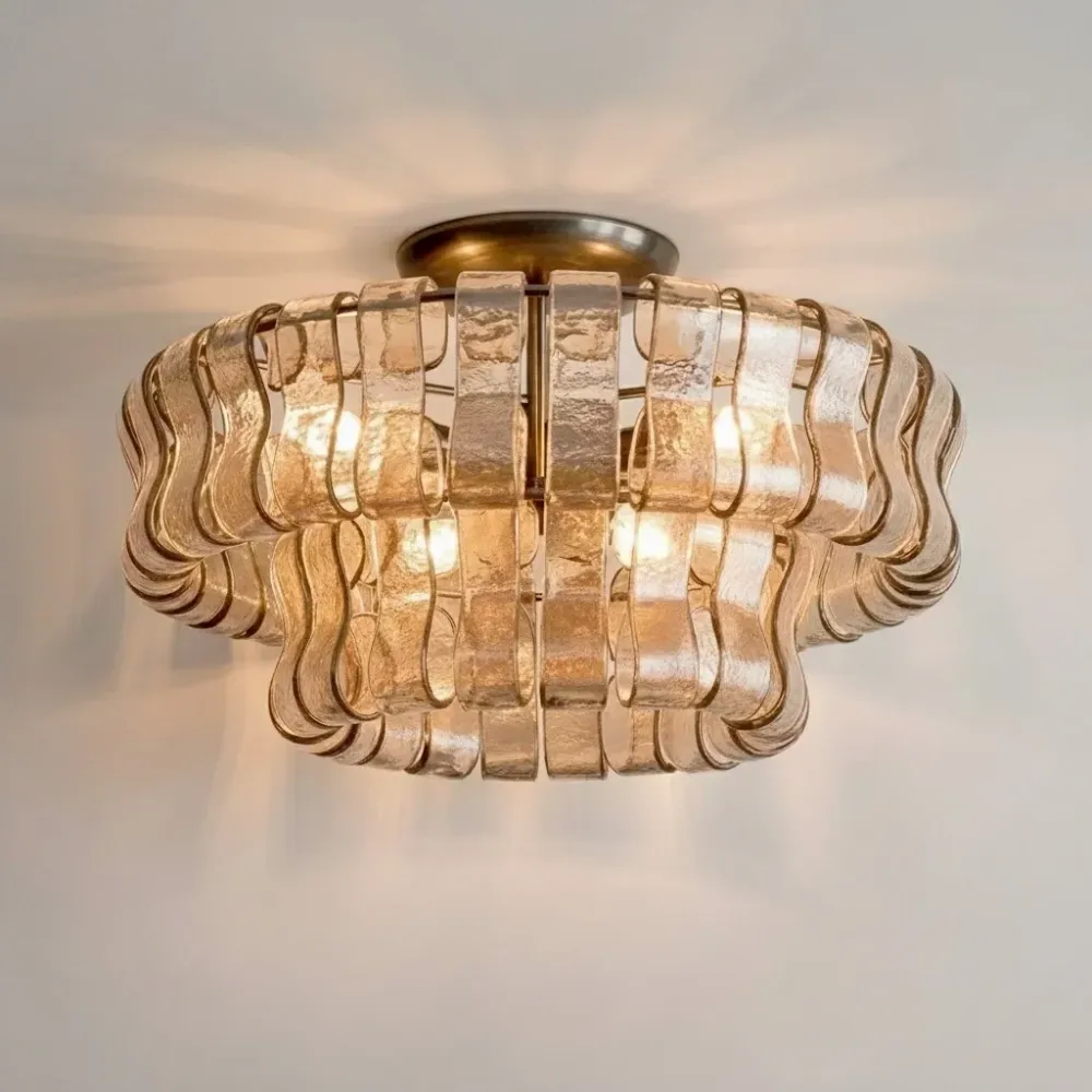 Luz de Teto de Vidro de Dupla Camada Moderna Meron Transparente At Ease Home Life