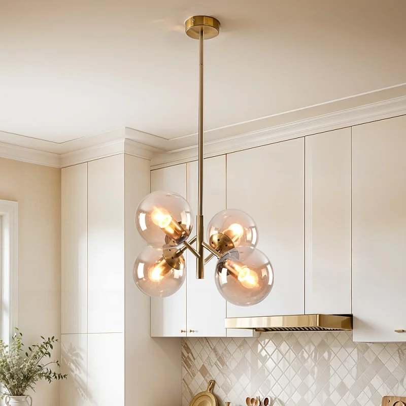 Thevioran Candeeiro de Suspensão com Orbe de Vidro Vintage At Ease Home Life