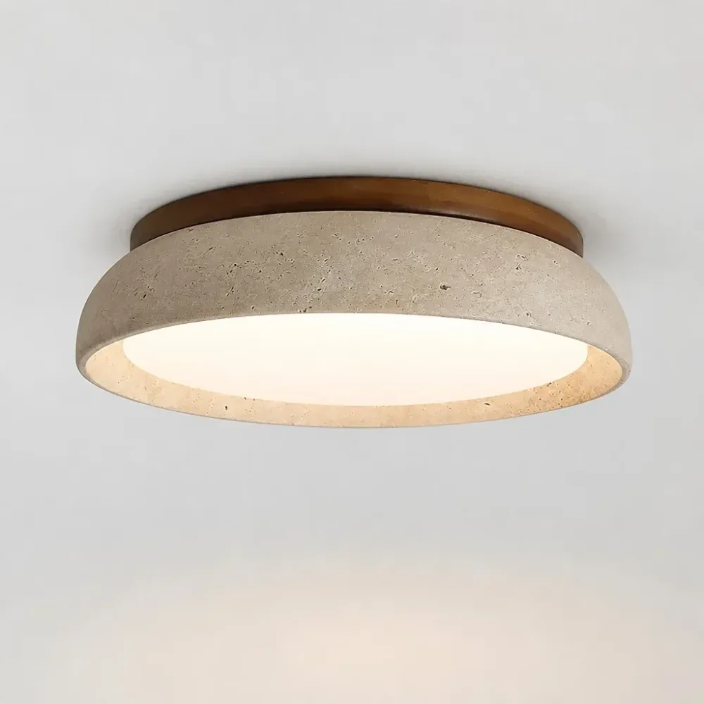 Veliana Wabi-Sabi Luminária de Teto Redonda em Travertino At Ease Home Life