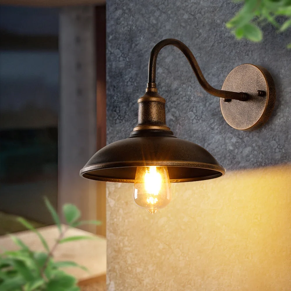 Vulcan Vintage Luminária de Parede Externa com Pescoço de Ganso At Ease Home Life
