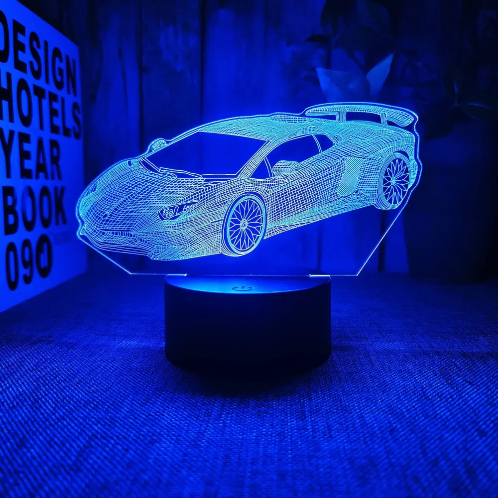 AutoLamp - Candeeiro Noturno 3D Sportauto com Controlo Tátil e USB