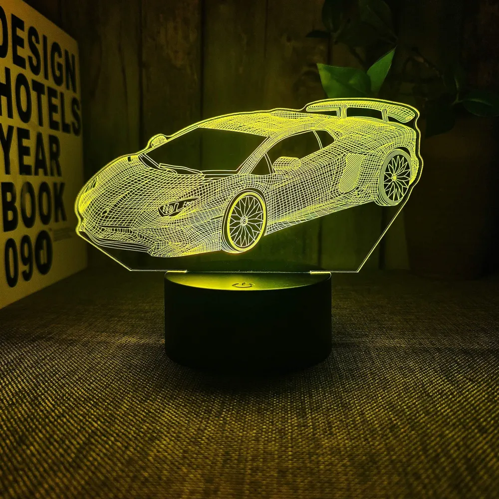AutoLamp - Candeeiro Noturno 3D Sportauto com Controlo Tátil e USB