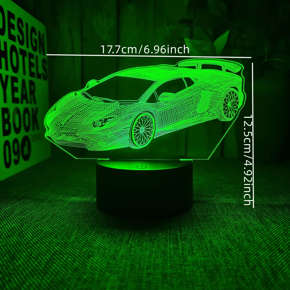 AutoLamp - Candeeiro Noturno 3D Sportauto com Controlo Tátil e USB