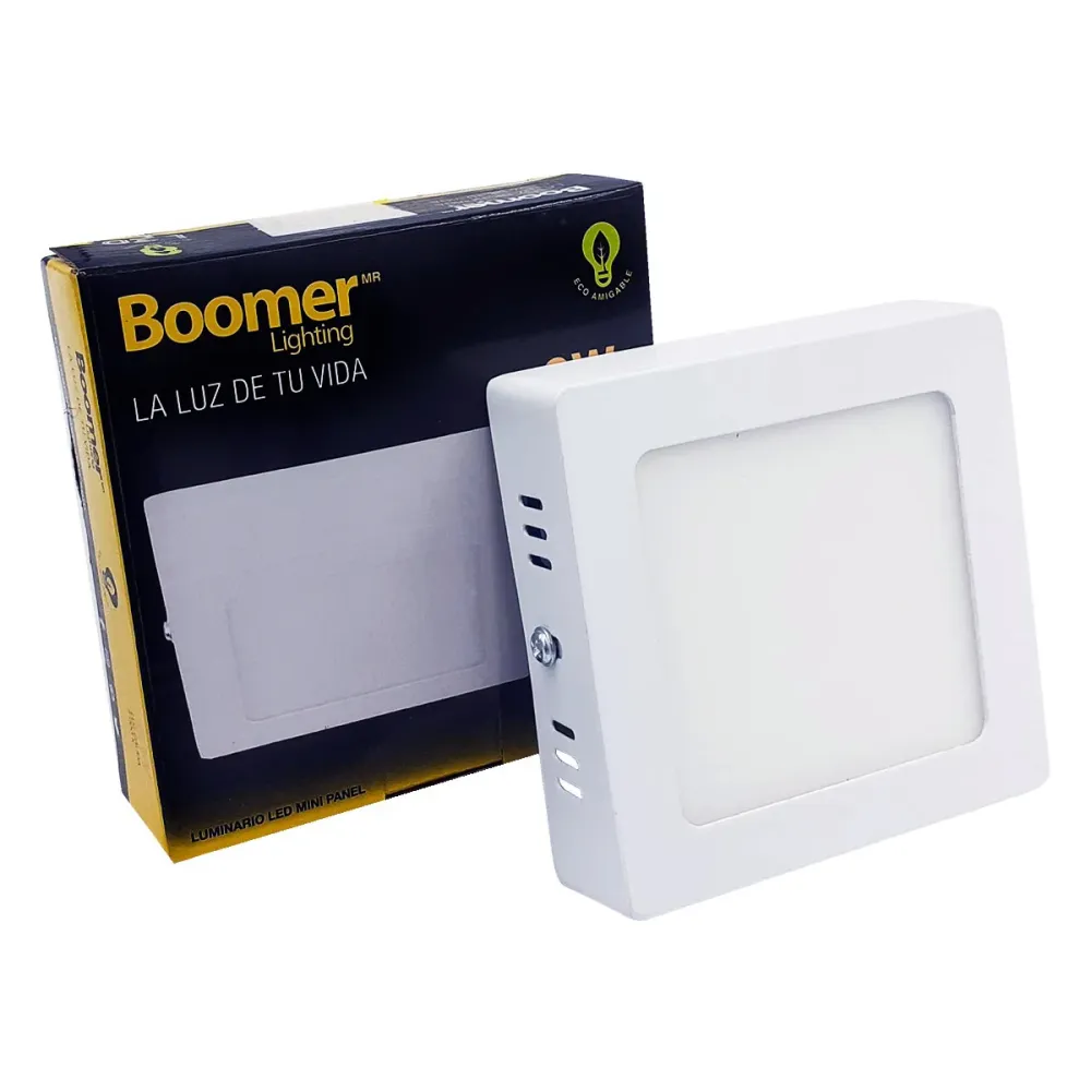 Luminario Mini Panel Led Cuadrado 6W 3000K Luz Calida Boomer