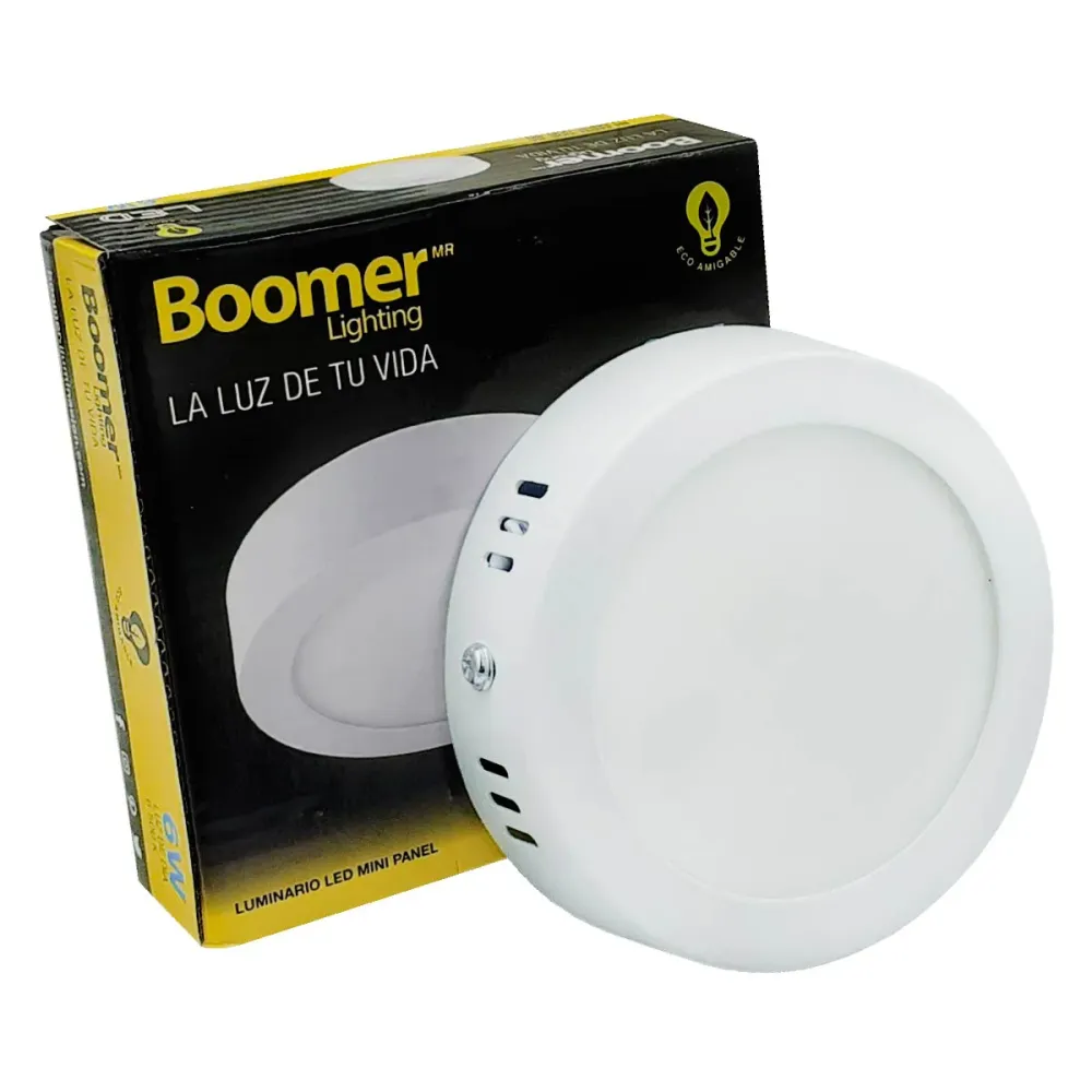 Luminario Mini Panel Led Redondo 6W 3000K Luz Calida Boomer