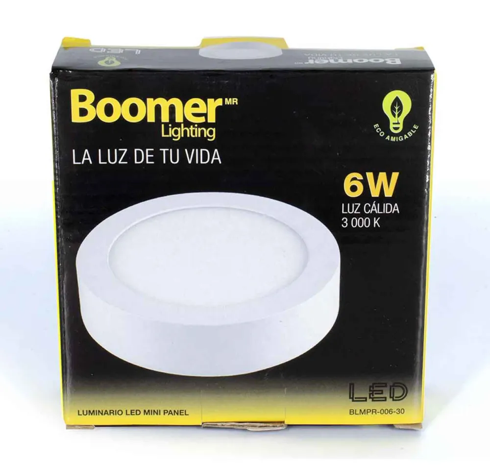 Luminario Mini Panel Led Redondo 6W 3000K Luz Calida Boomer