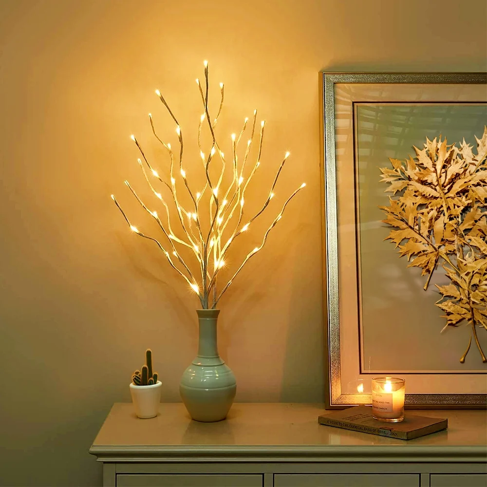 BranchGlow - Majisu Lâmpada de Mesa LED Tak, 69,85 cm, 20 LED Branco Quente