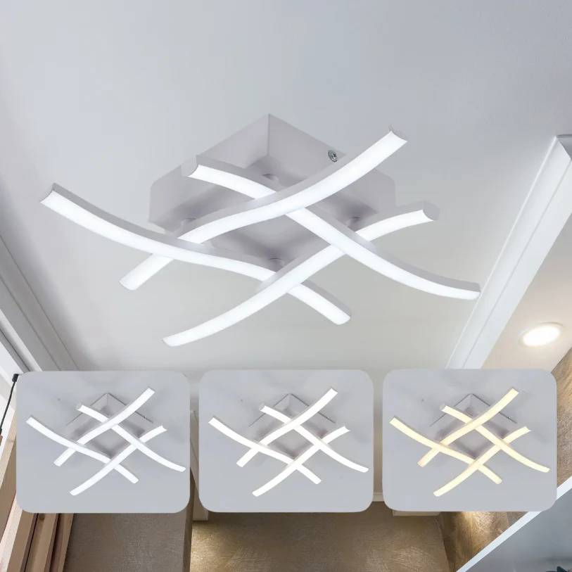 BrightEase Lâmpada de Teto LED - Design Moderno, Regulável, 24W, Luz Três Cores