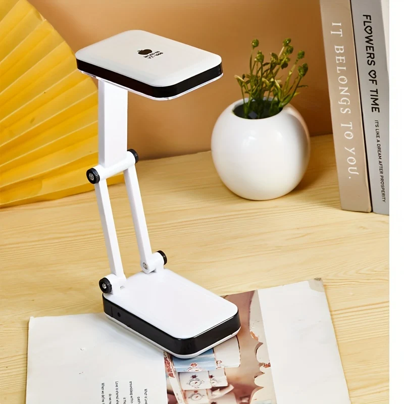 BrightFlex - Candeeiro de Mesa LED com Proteção para os Olhos, Braço Articulado Dobrável, Alimentação por Bateria e USB Dupla