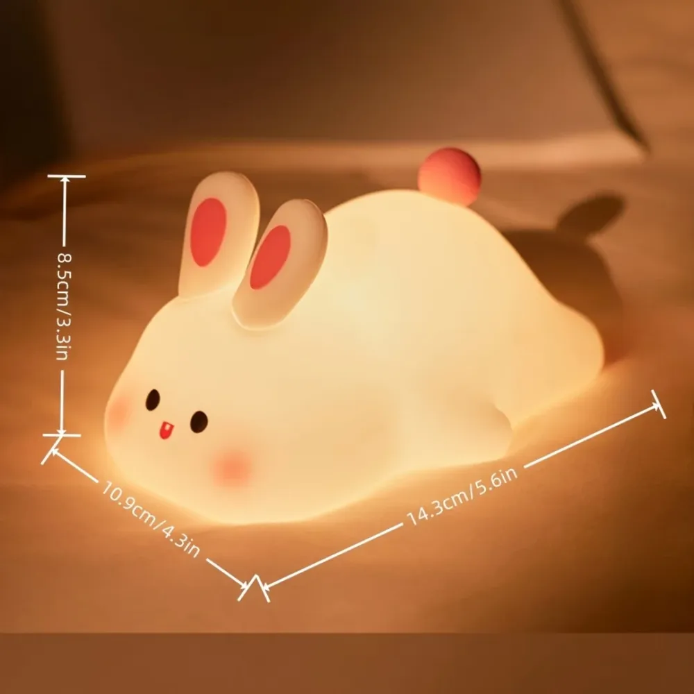 BunnyLight - Lâmpada Noturna de Coelhinho Fofo, Recarregável por USB com Funções Reguláveis