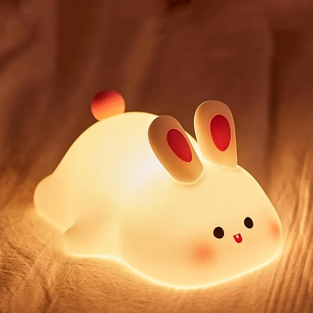 BunnyLight - Lâmpada Noturna de Coelhinho Fofo, Recarregável por USB com Funções Reguláveis