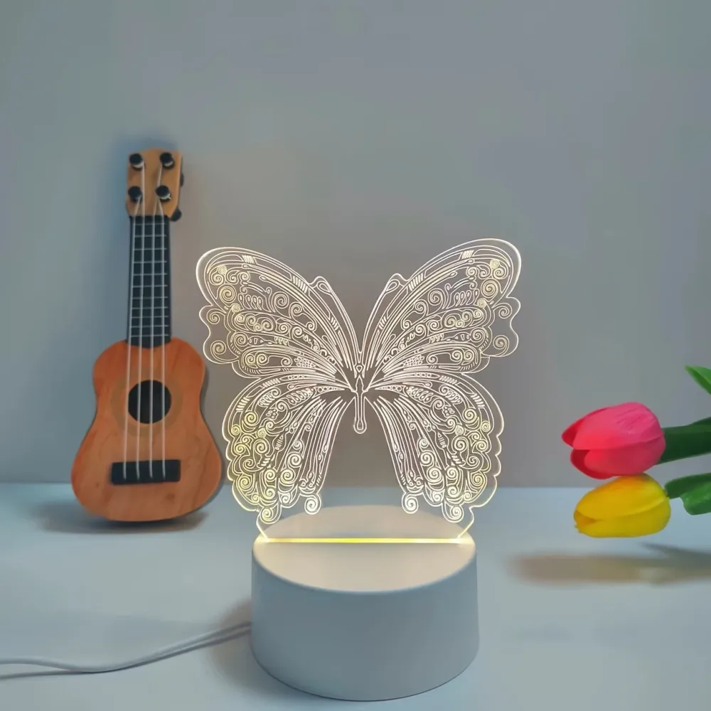 ButterflyGlow - Candeeiro Noturno LED 3D com Design Geométrico