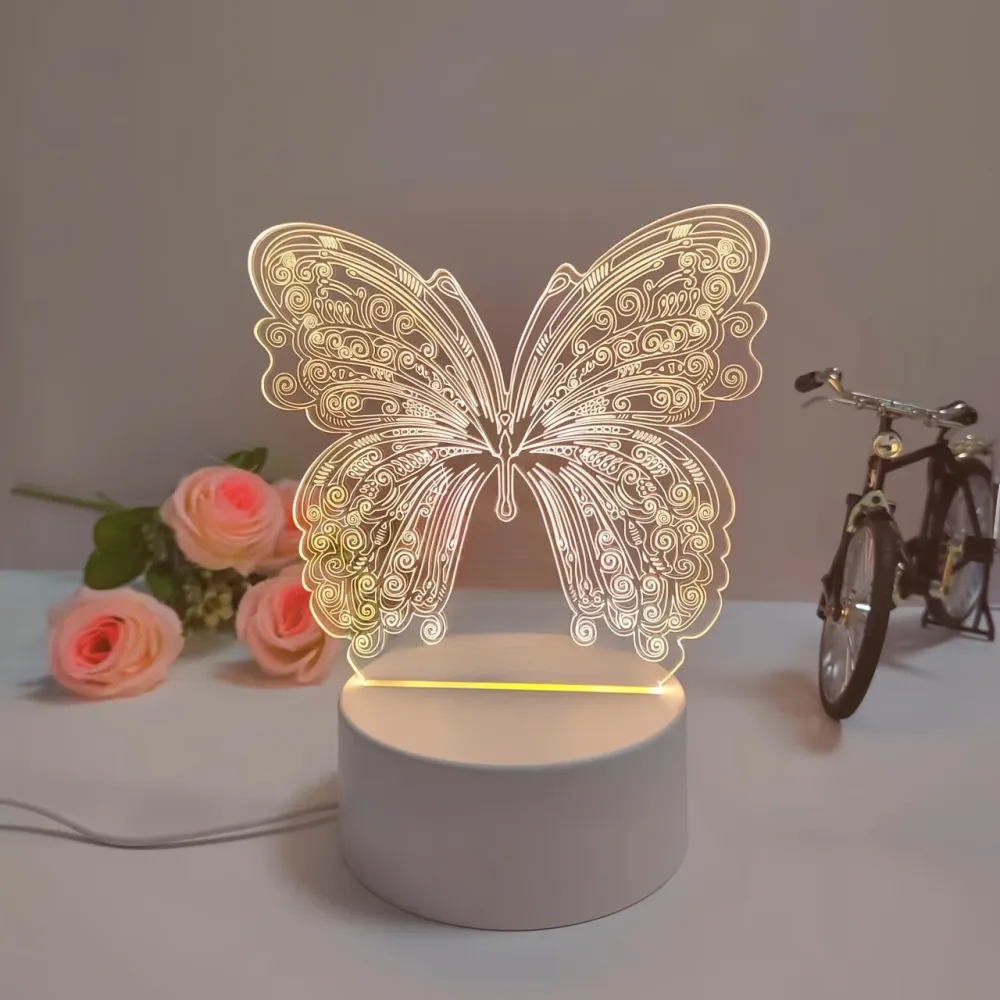 ButterflyGlow - Candeeiro Noturno LED 3D com Design Geométrico