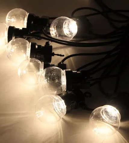 Cabo de arraial/grimalda de luzes com 20 lâmpadas G45 - 6W 2700K IP65 C/13 metros Pr