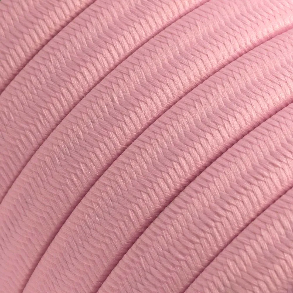 Cabo elétrico para grinalda de luz revestido em tecido Rosa Baby CM16