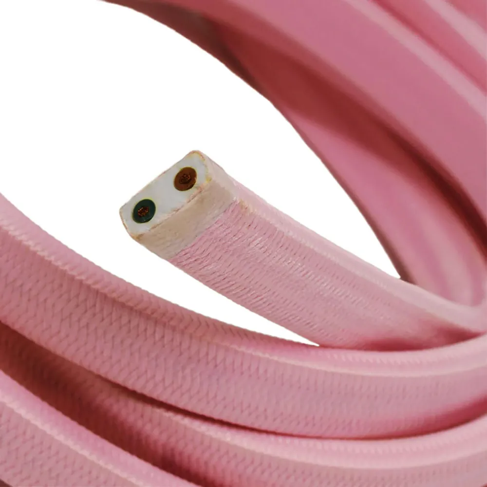 Cabo elétrico para grinalda de luz revestido em tecido Rosa Baby CM16