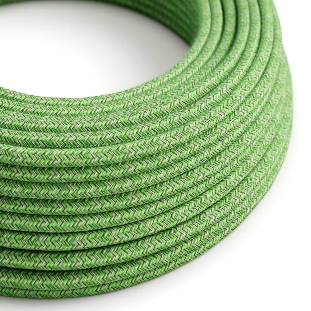 Cabo elétrico resistente UV para exterior redondo revestido algodão Verde Pixel Bronte SX08 - compatível com Eiva Outdoor...