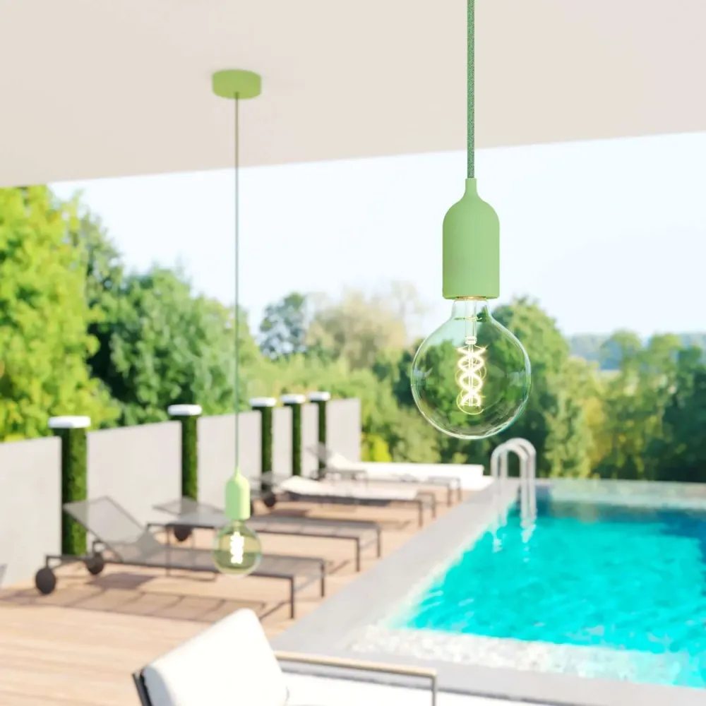 Cabo elétrico resistente UV para exterior redondo revestido algodão Verde Pixel Bronte SX08 - compatível com Eiva Outdoor...