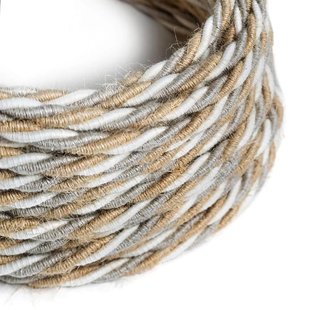 Cabo para iluminação entrançado em algodão, juta e linho Country - O Original Creative Cables, para candeeiros faç-você-me...