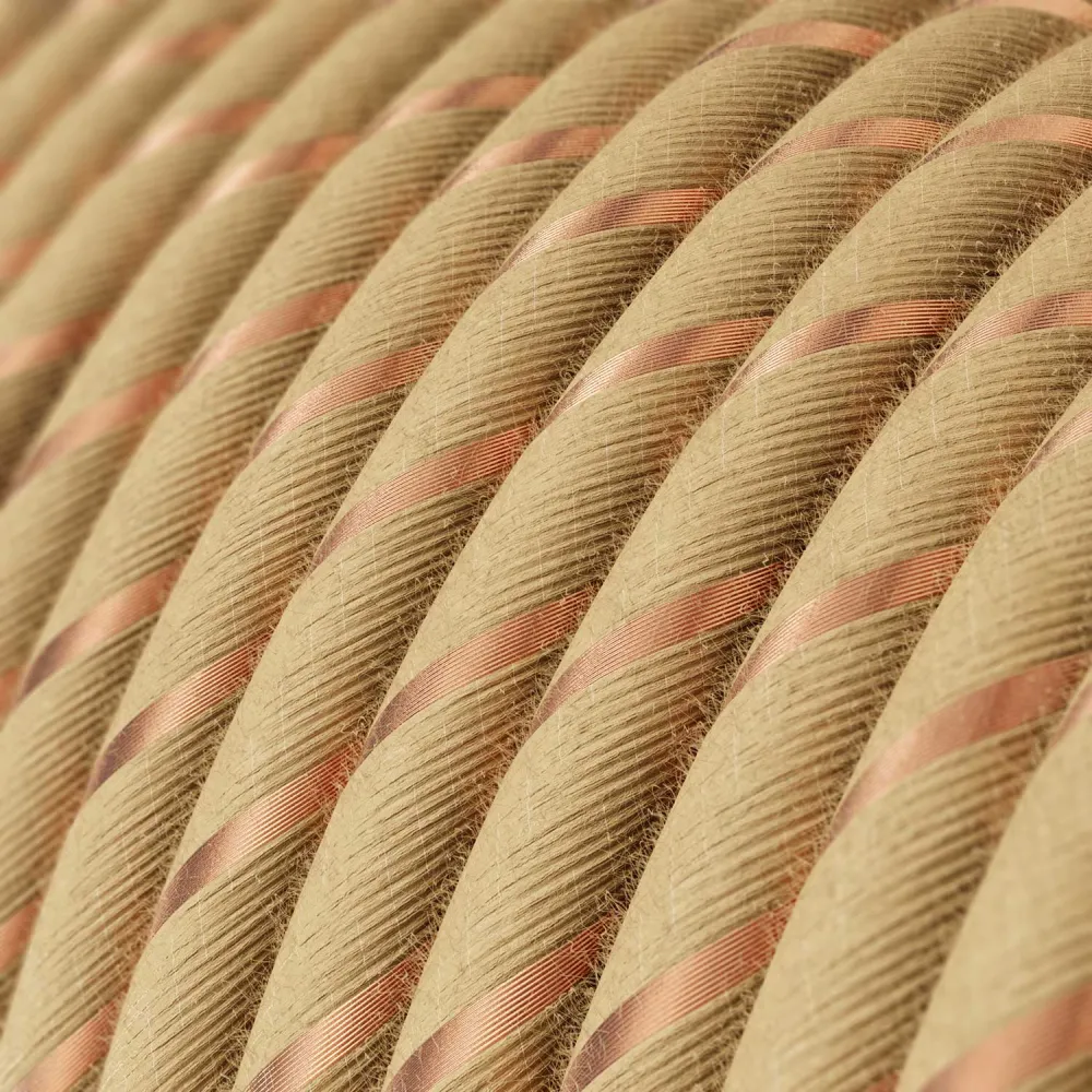 Cabo têxtil Bege em juta com fio de Cobre Vertigo - O Original Creative Cables, para decorações luminosas - ERR04