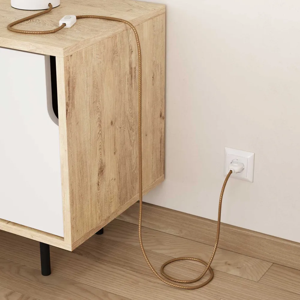 Cabo têxtil Bege em juta com fio de Cobre Vertigo - O Original Creative Cables, para decorações luminosas - ERR04
