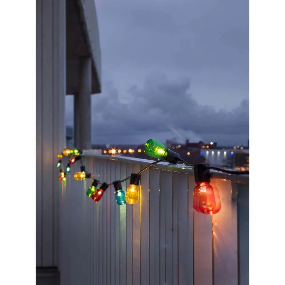 Cadeia de jardim de cerveja LED colorida 20 peras coloridas 40 diodos brancos quentes 6V IP44