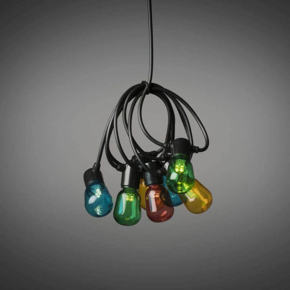 Cadeia de jardim de cerveja LED colorida 20 peras coloridas 40 diodos brancos quentes 6V IP44