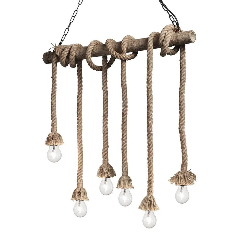 CANAPA ROPE SANGUELA LIGHT LUZ DE 6 FLAMENTO BROWN