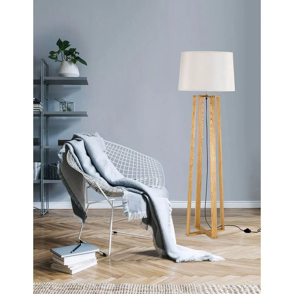 Candeeiro de pé Alma em madeira natural 167cm branco